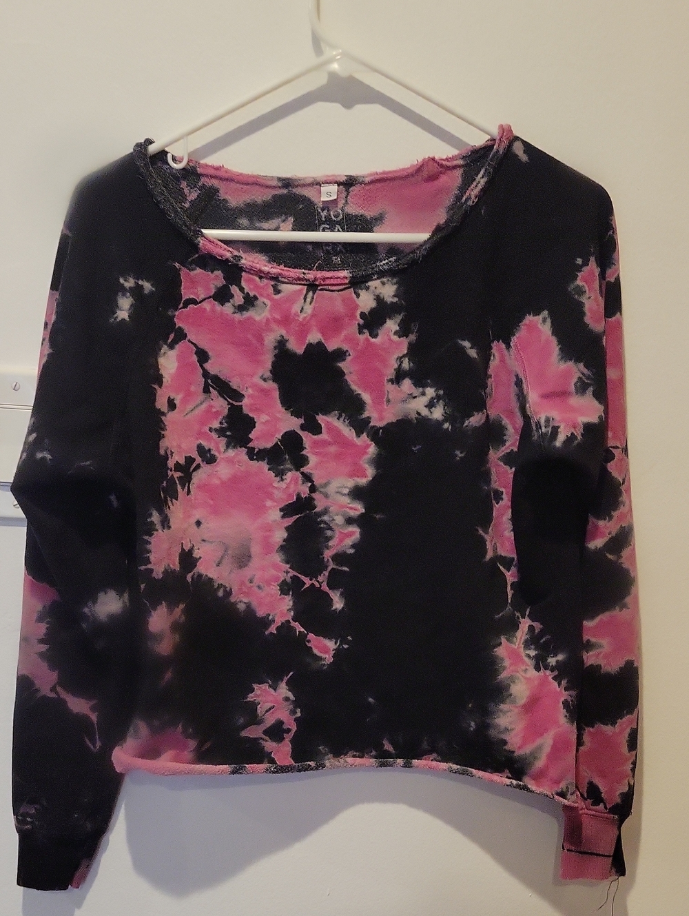 Tie-Dye Pink & Black Long Sleeve Women's Top